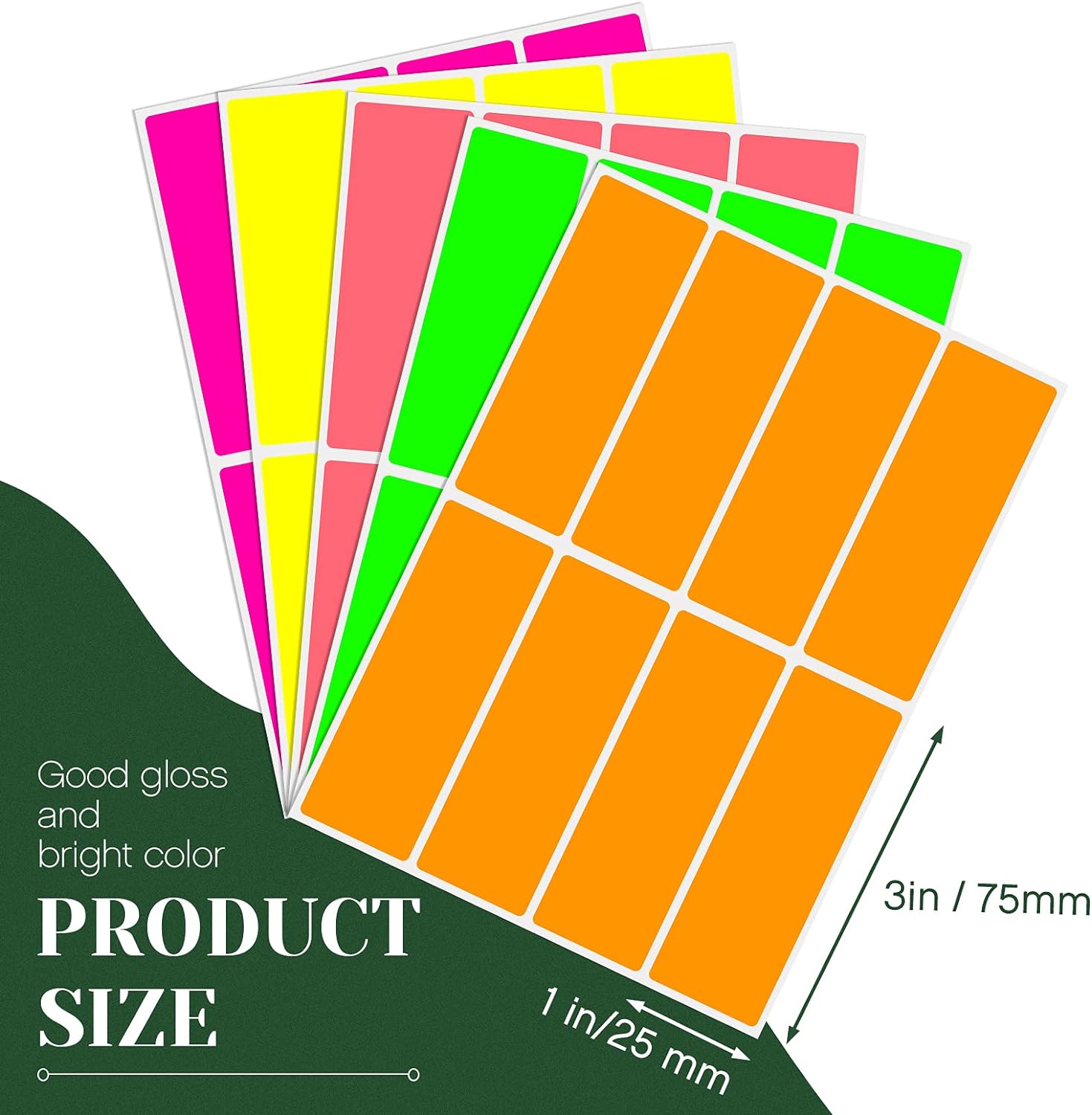 640Pcs Rectangular Color Coding Label Stickers 3 x 1 inch