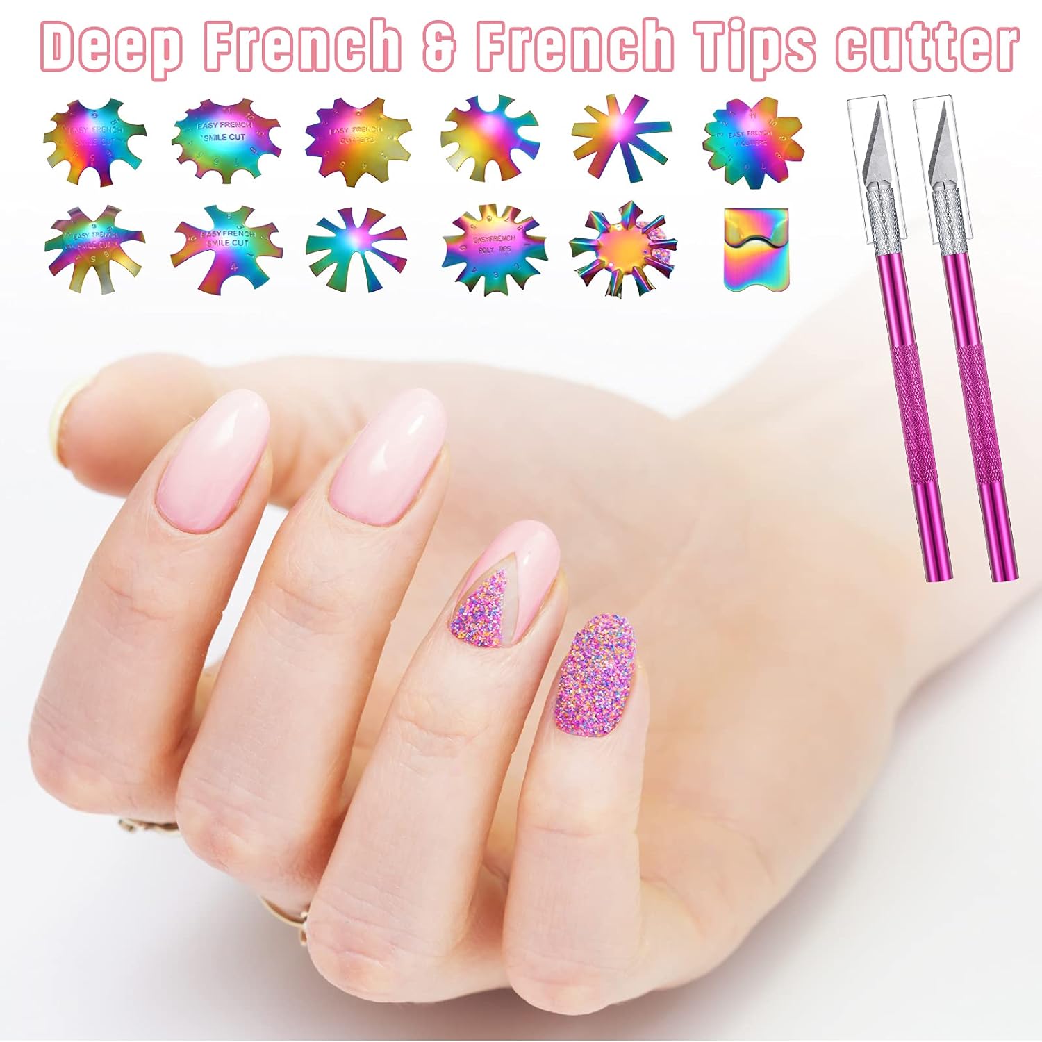 19Pcs French Nail Trimmer Set with Cutting Knife and Spare Blades