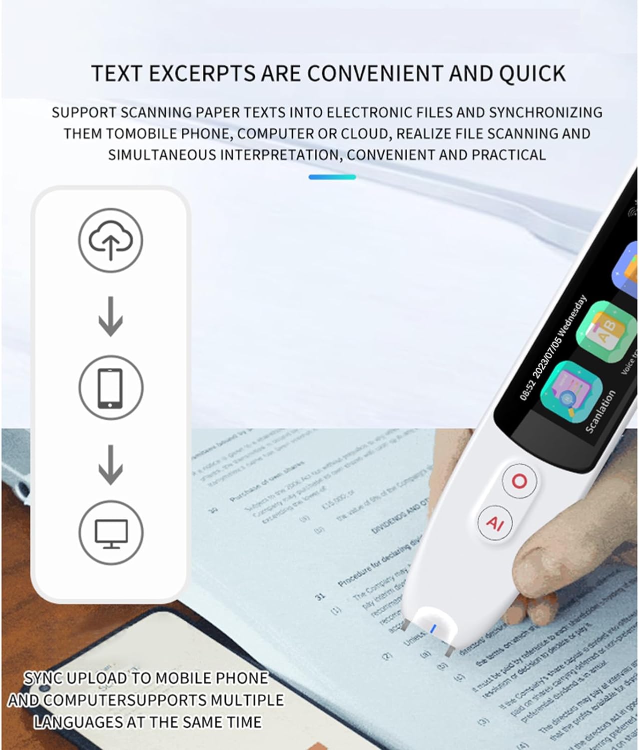 125 Language Digital Translation Scanning Pen Smart Scanner Translator