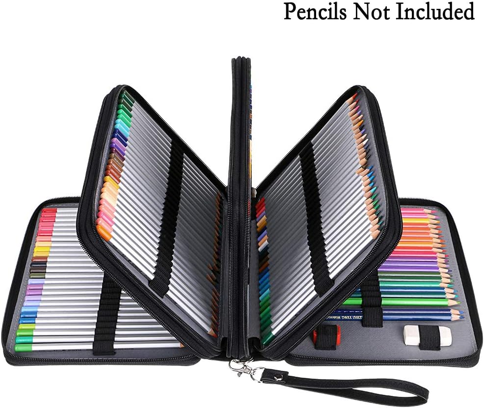 200 Slots PU Leather Pencil Case Holder Organizer