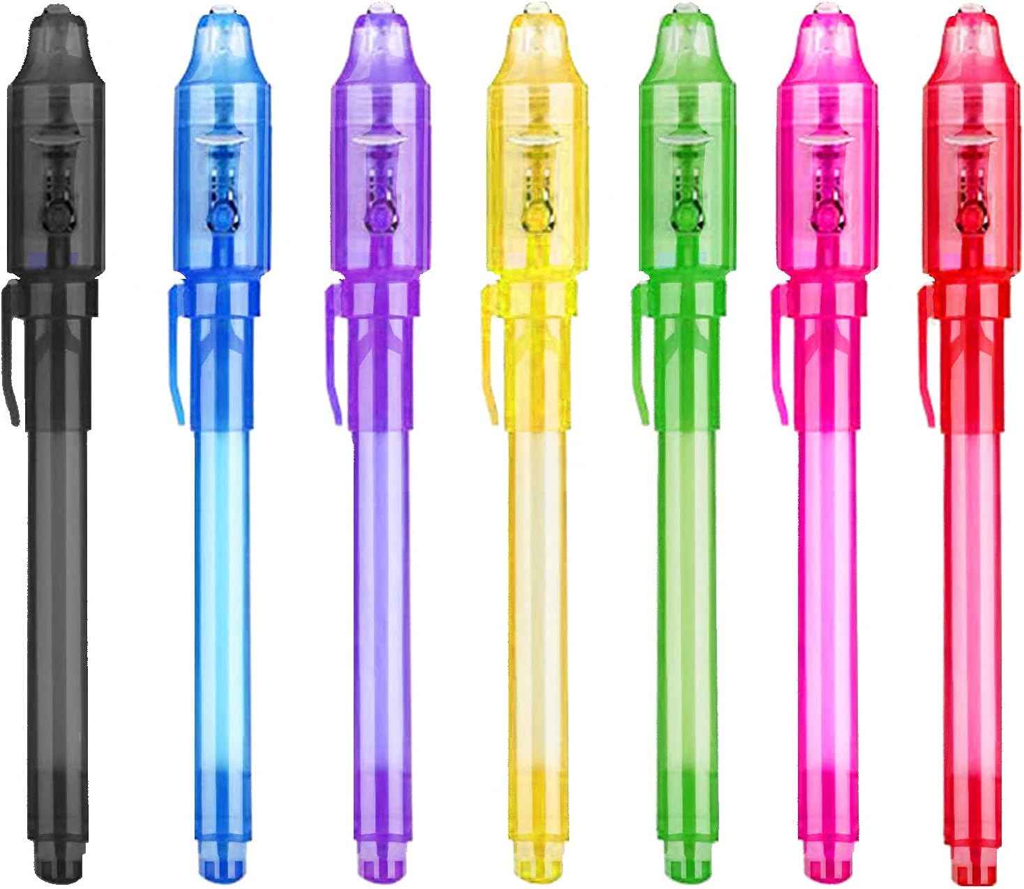 7pcs Invisible Ink Spy Pen with UV Light for Kids Secret Message
