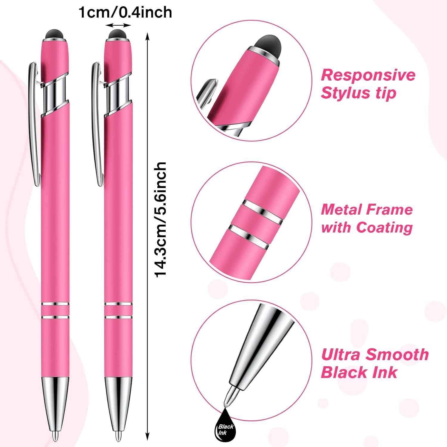 38Pcs Rubberized Ballpoint Pen with Stylus Tip for Touch Screen Device