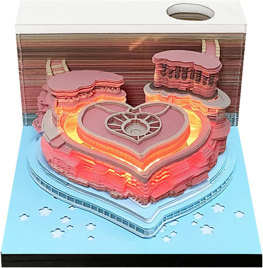 Fortress of Love,3D Memo Pad,Castle Buildings,Pink