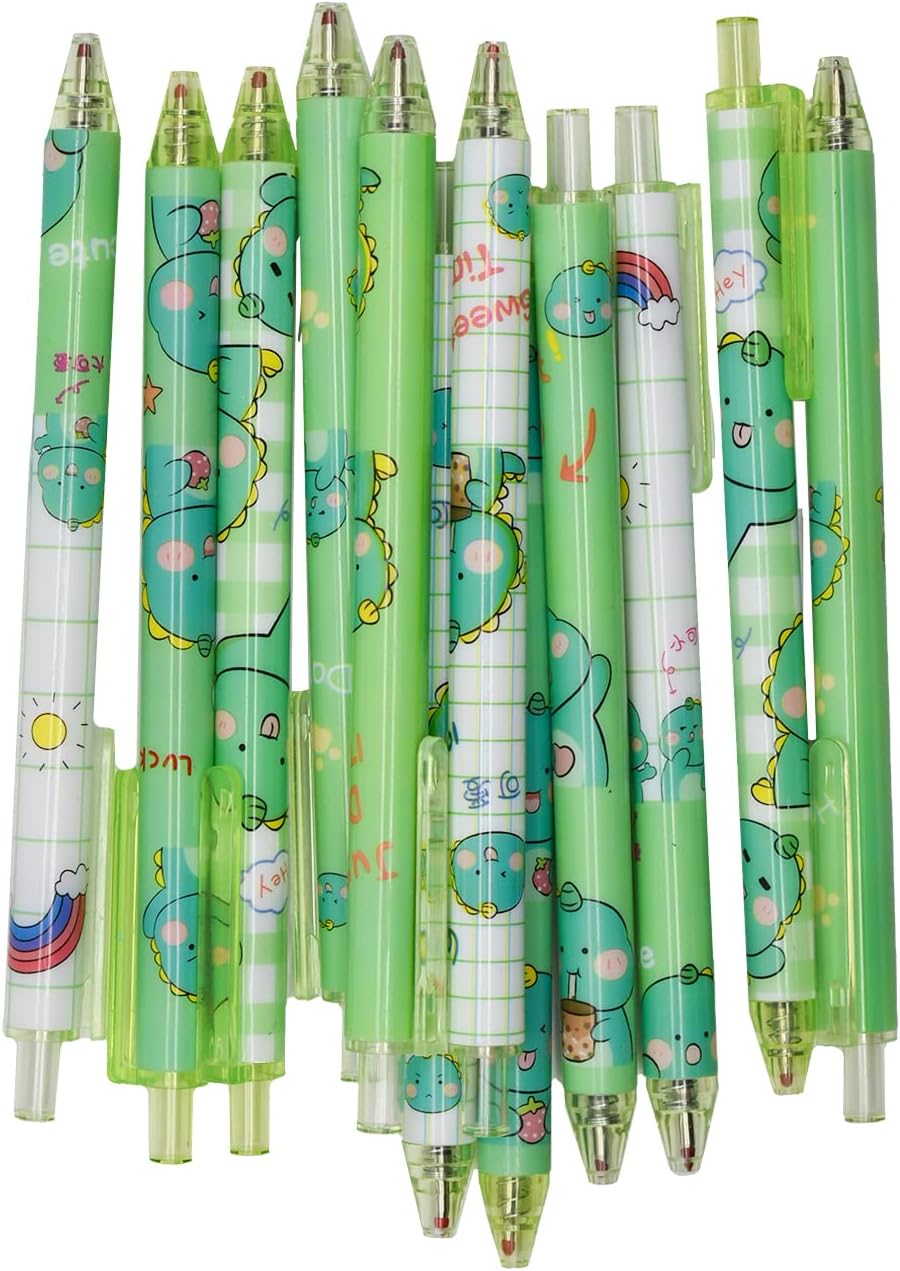 12PCS Cute Dinosaur Retractable Gel Pens For Kids School Supplies