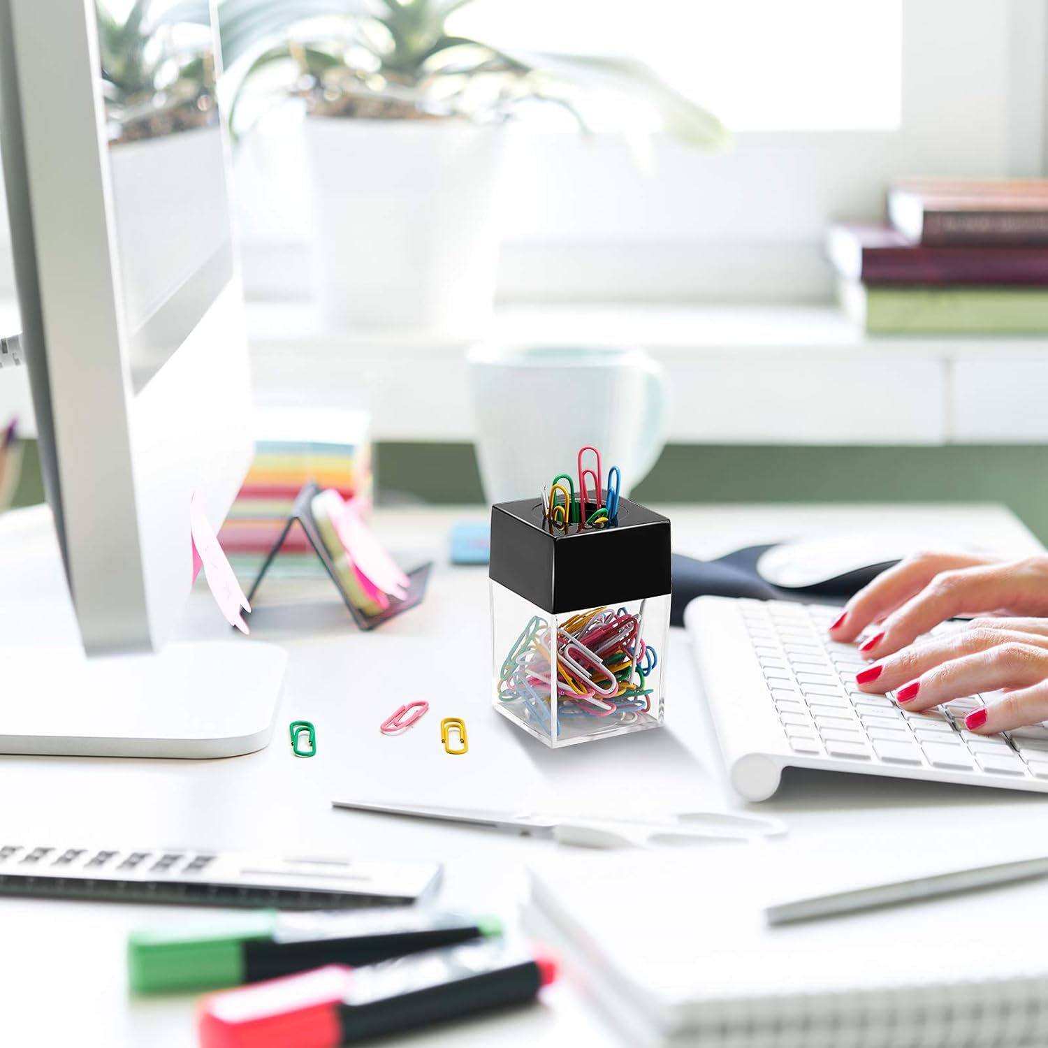 4PCS Magnetic Paper Clip Dispenser Holder for Desk,School,Office