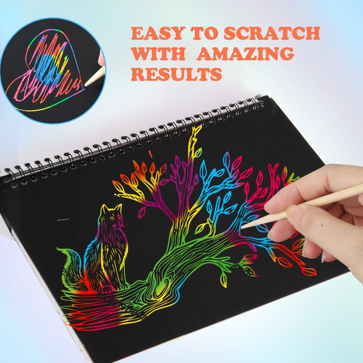 3 Pack Rainbow Scratch Art Paper Notebooks for Kids Arts Crafts