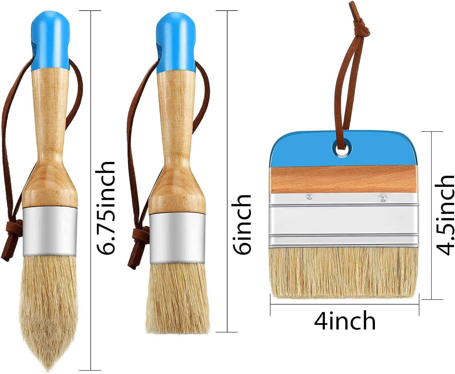 3 Pieces Chalk and Wax Paint Brushes for Acrylic Painting Wood Furniture