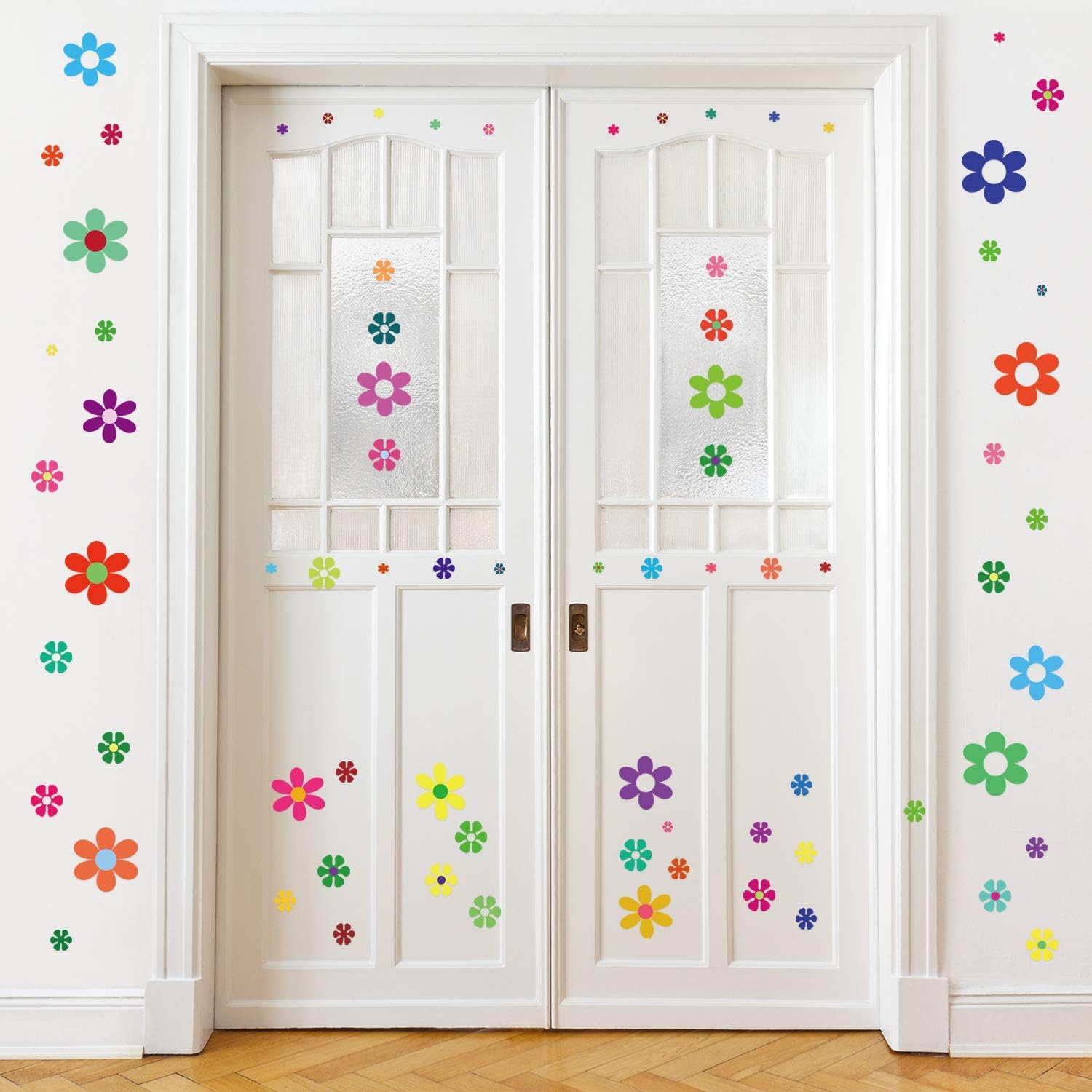 96 Pieces Car Flowers Stickers for Window Laptop Car Decoration