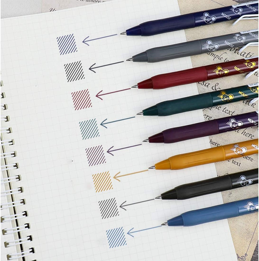 COLNK Colored Gel Pens with Retro Ink Retractable,0.5mm,8 Pack