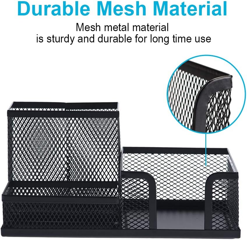 Comix Mesh Pen Pencil Holder with Post It Note Holders Desk Organizer