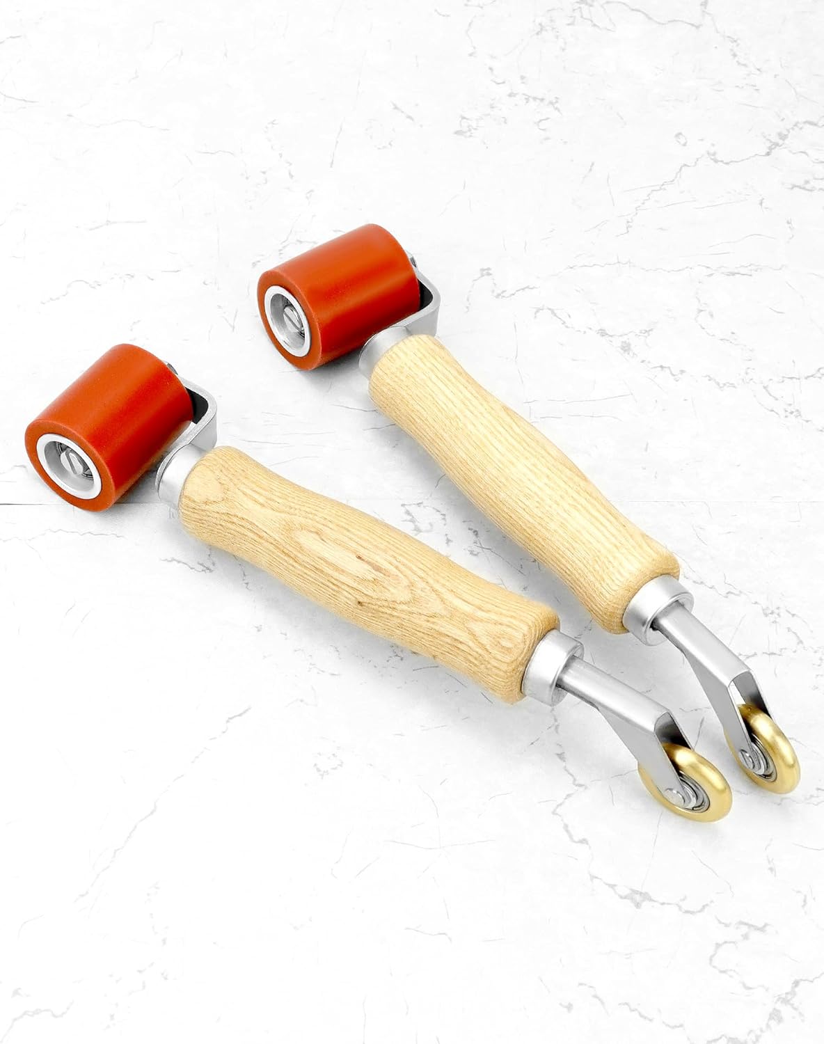 QWORK Seam Roller, 40mm Silicone Seam Roller with 6mm Brass Detail Penny Roller, Smoothing Seam Roller Tool for PVC/TPO/EPDM Single Ply Roofing Tape