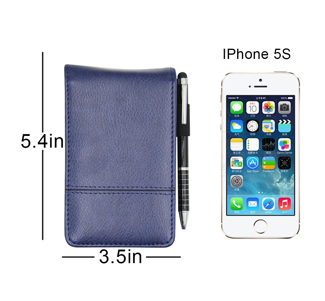 A7 Pocket PU Leather Mini Notepad with Calculator Ballpoint Pen Holder