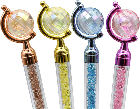 24PCS Novelty Globe Tellurion Shape Crystal Twistable Ballpoint Pens