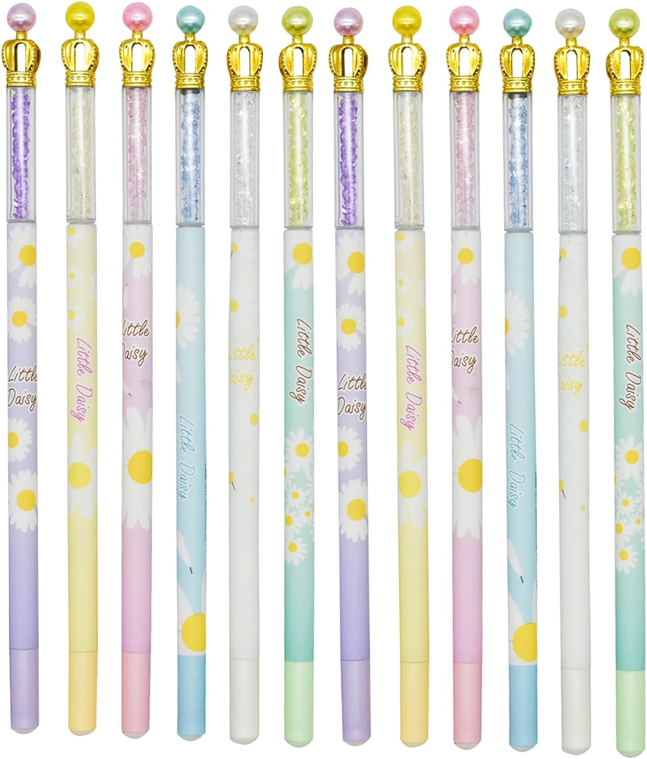12PCS Fancy Floral Crown Gel Pens 0.5mm Black Ink