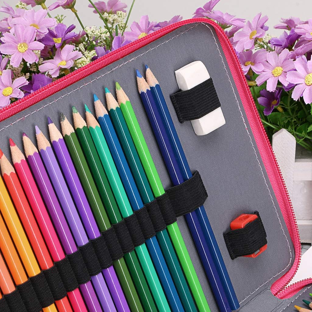 200 Slots PU Leather Pencil Case Holder Organizer