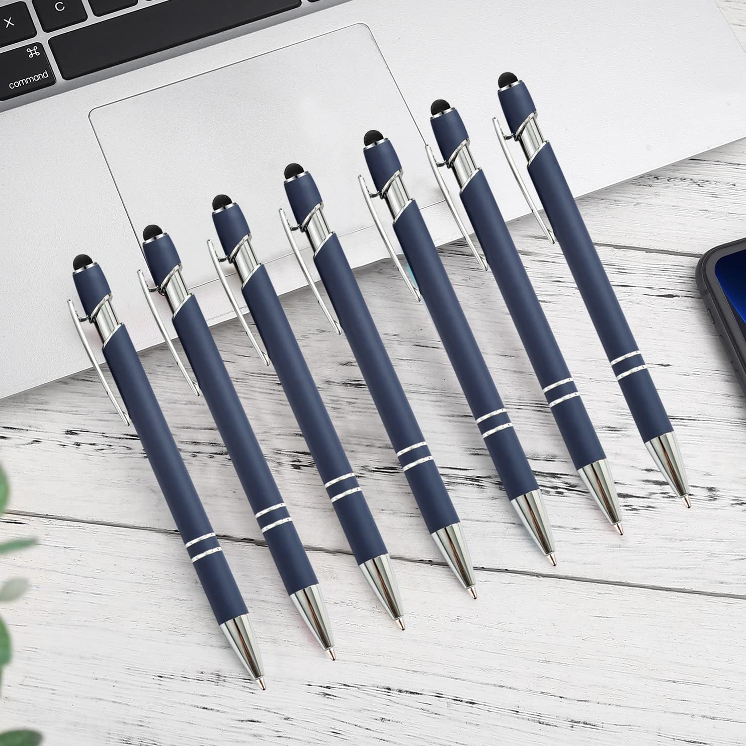 12 Pack Rainbow Rubberized Soft Touch Ballpoint Pen with Stylus Tip