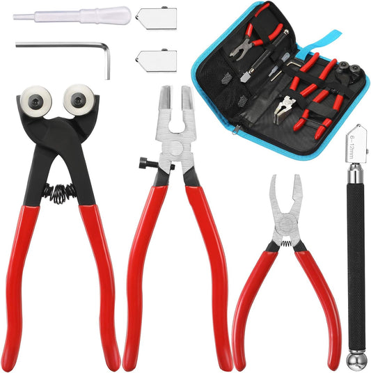 8Pcs Glass Mosaic Cutter Kits,Nipper,Plier,Hex Wrench,Oil Dispenser