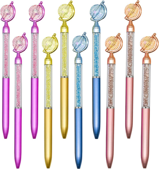 24PCS Novelty Globe Tellurion Shape Crystal Twistable Ballpoint Pens