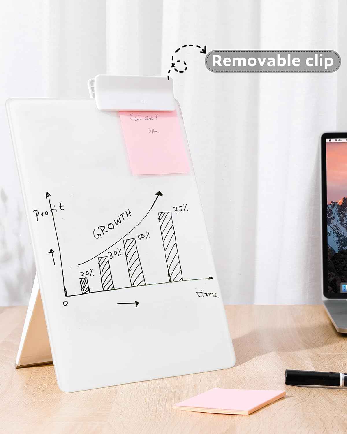 DELI NS125 Glass Desktop Whiteboard With Stand Storage Design deli-ns125-glass-desktop-whiteboard-with-stand-storage-design