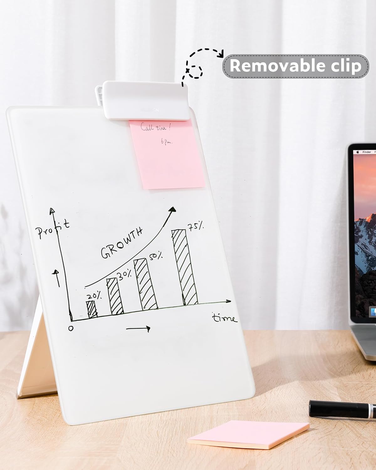 DELI NS125 Glass Desktop Whiteboard with Stand Storage Design