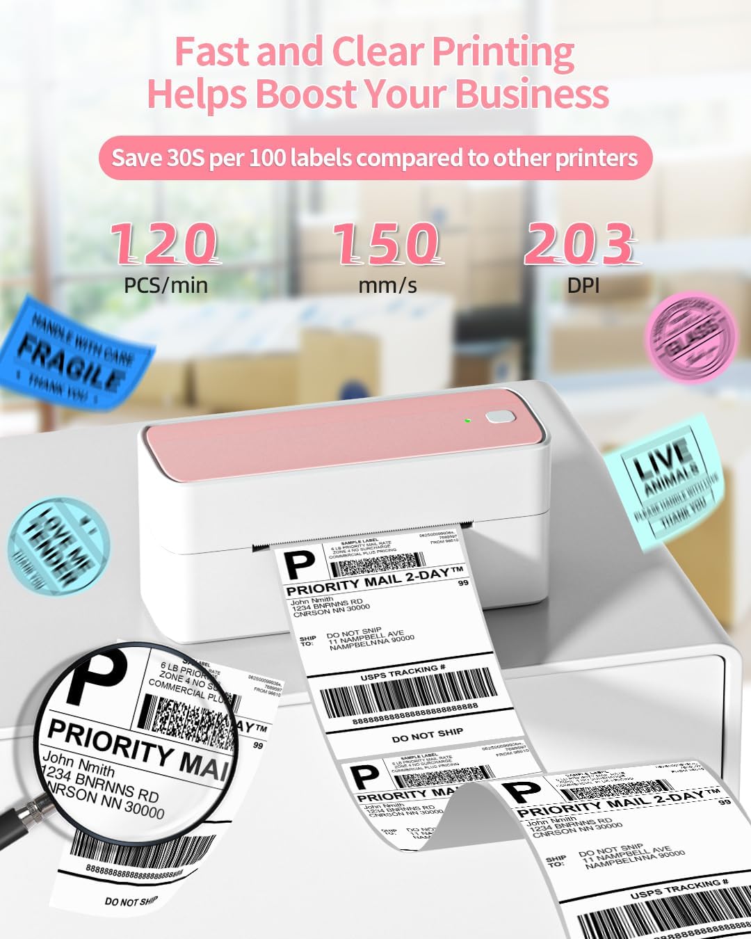 Phomemo 241BT Bluetooth Thermal Label Shipping Printer 4x6