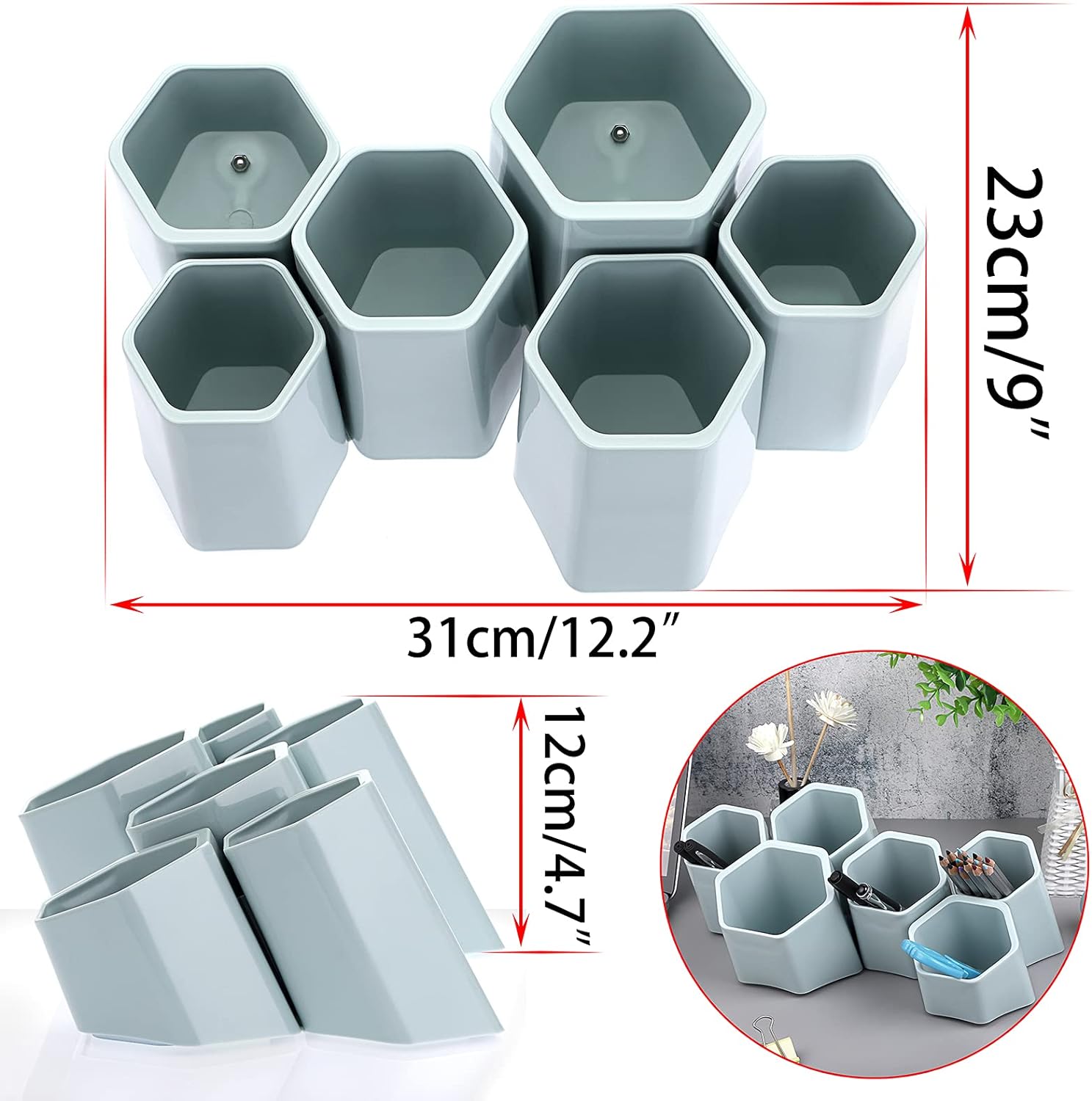 Hexagonal Creative Pen Holder Desktop Wall-Mounted