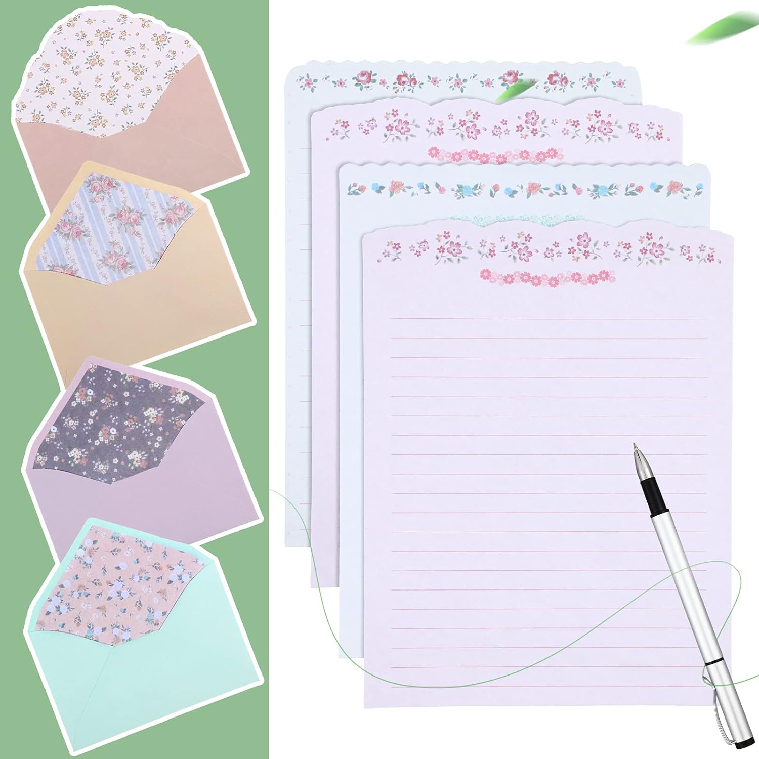 72Pcs Stationery Paper and Envelopes Set Vintage Floral Letter Writing