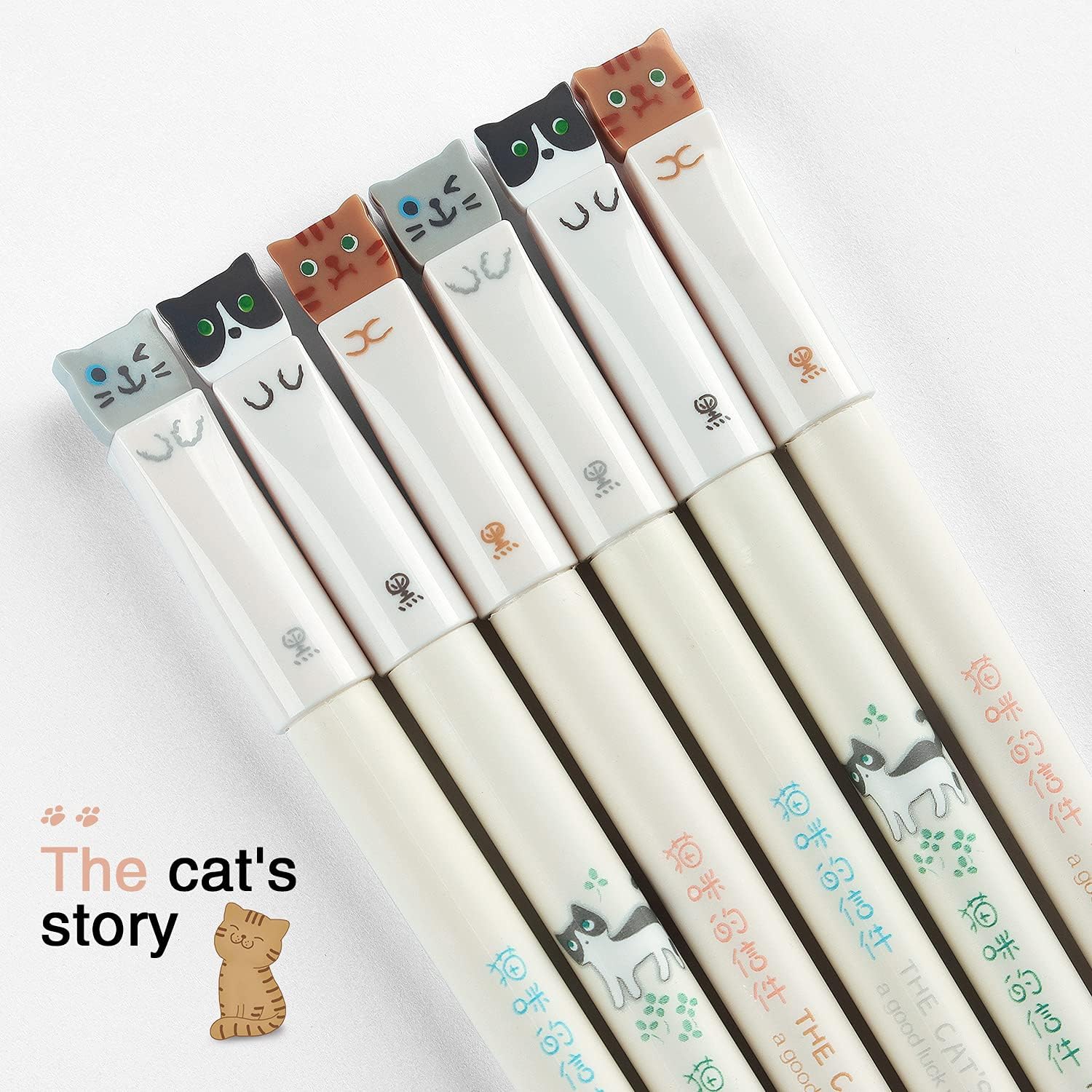 3 Pack Colorful Cute Cats Gel Pens 0.38mm Black Ink - TTpen
