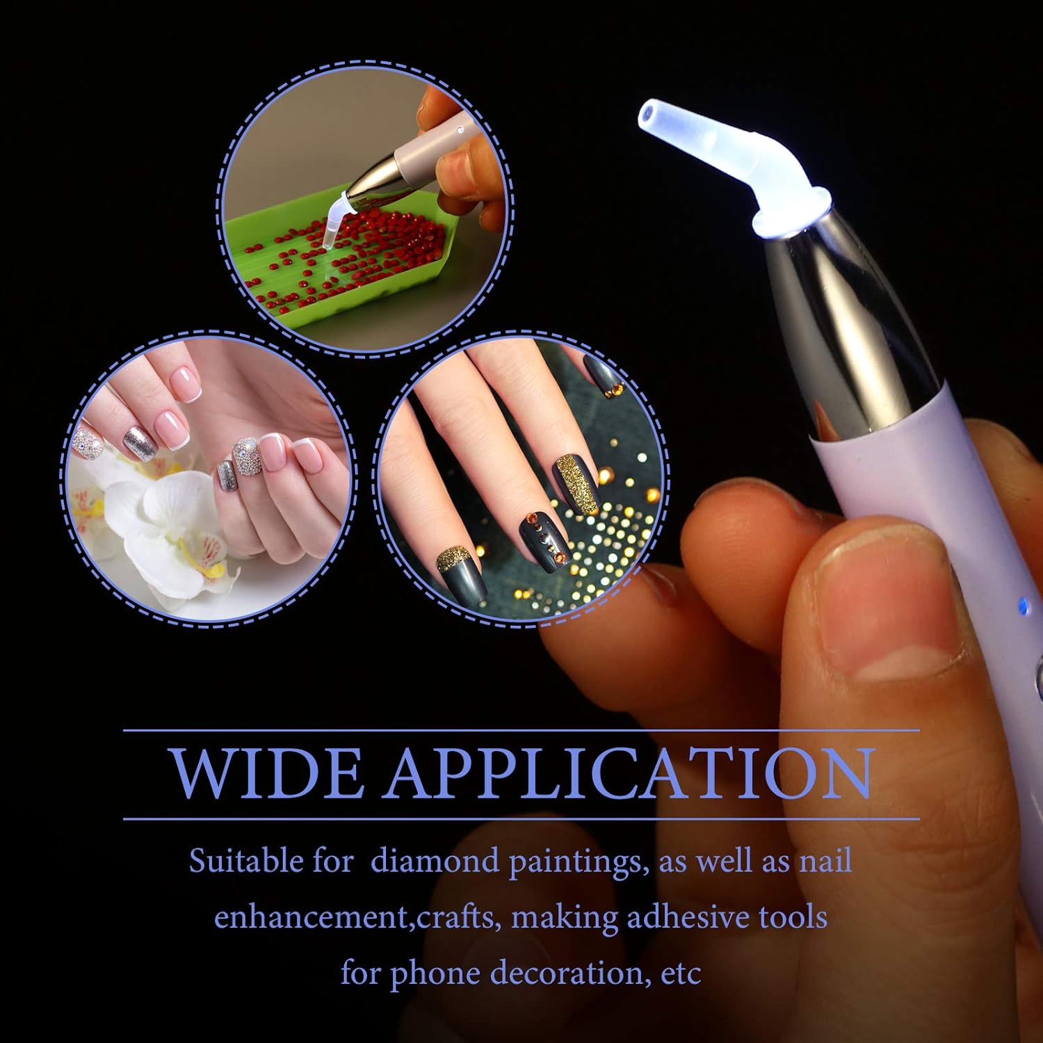 2Pcs LED Diamond Painting Drill Pen USB Rechargeable