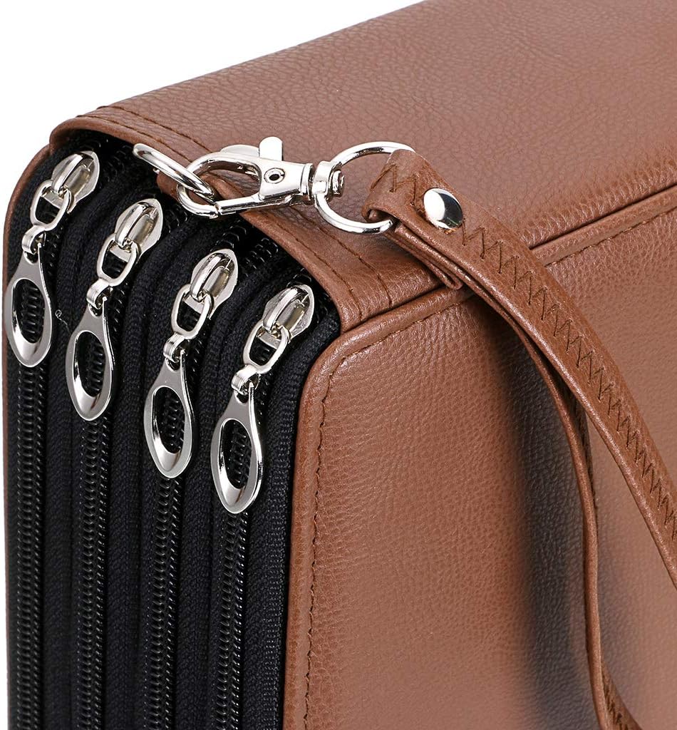 200 Slots PU Leather Pencil Case Holder Organizer