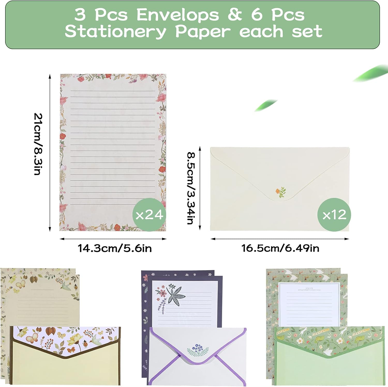 72Pcs Stationery Paper and Envelopes Set Vintage Floral Letter Writing