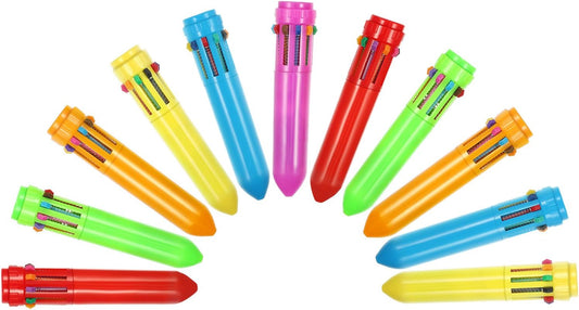 10in1 infällbara kulspetspennor Flerfärgade pennor för studenter barn