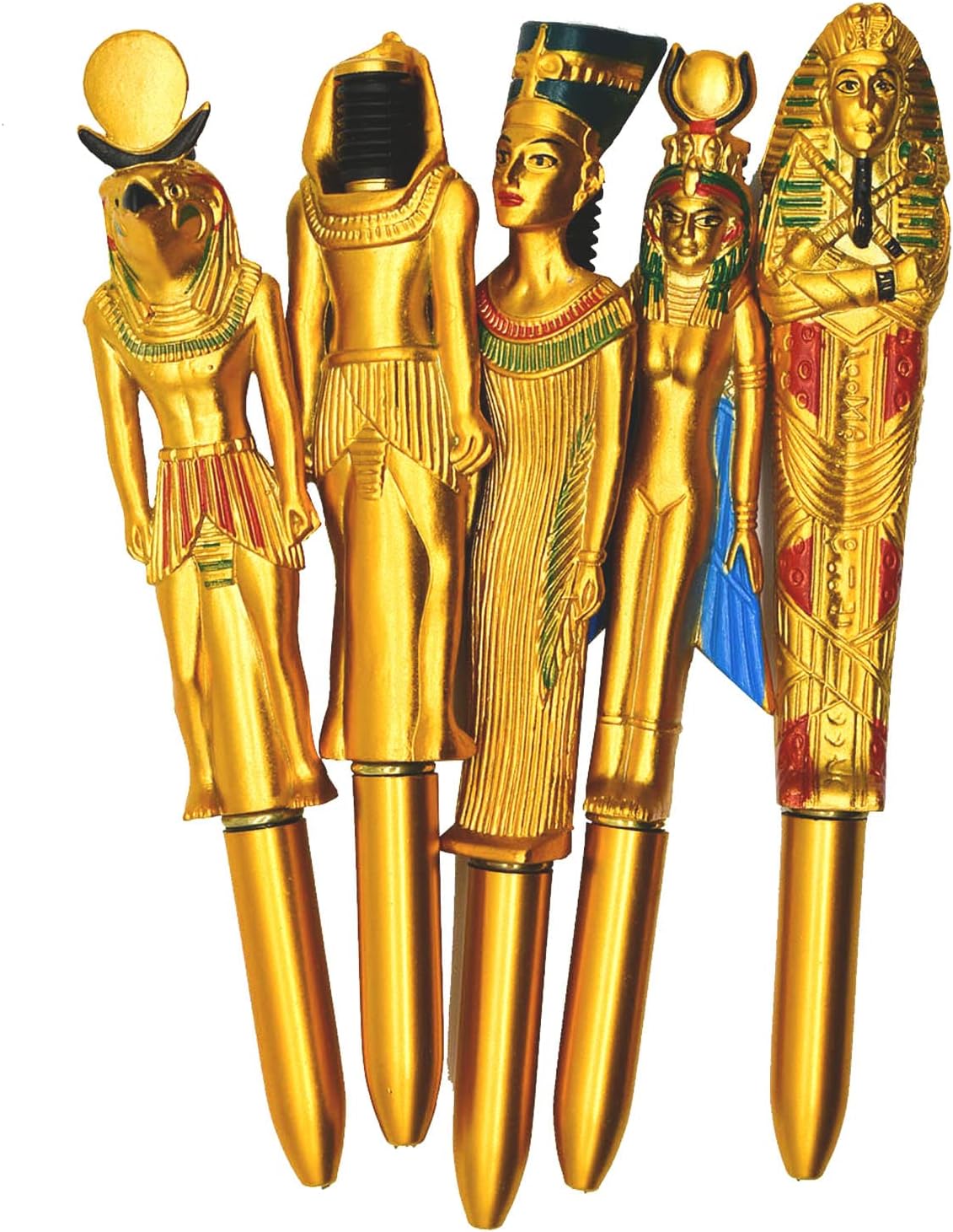 5PCS Egyptian Pharaohpe Retractable Ballpoint Pen 0.5mm Blue Ink