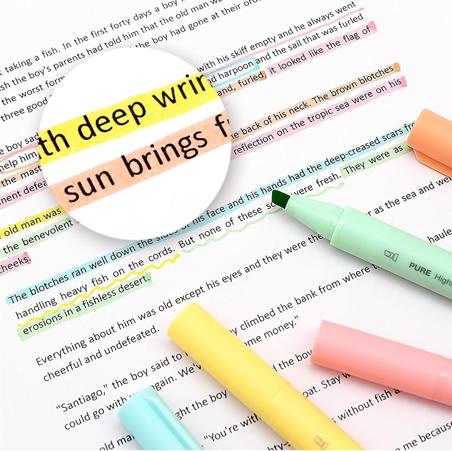 Kaco Aesthetic Highlighters,5 Assorted Macarons Color Bible Markers