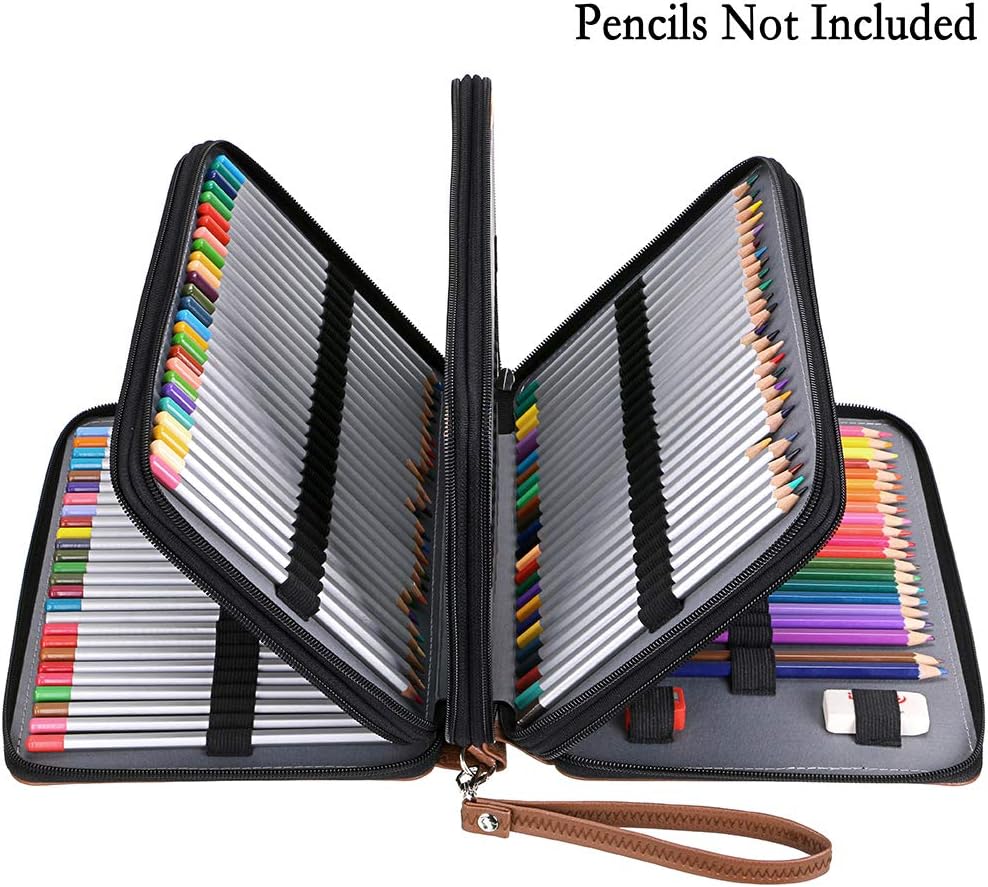 200 Slots PU Leather Pencil Case Holder Organizer