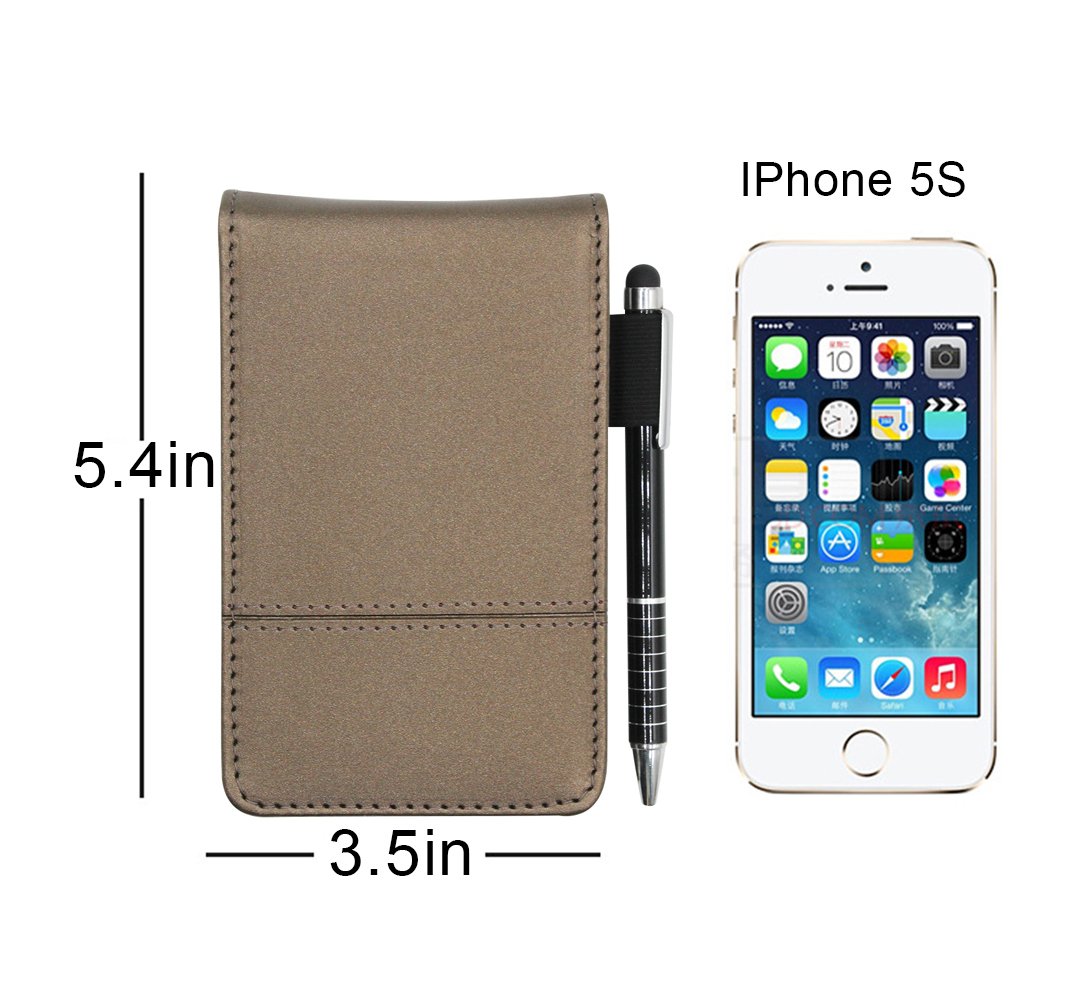 A7 Pocket PU Leather Mini Notepad with Calculator Ballpoint Pen Holder