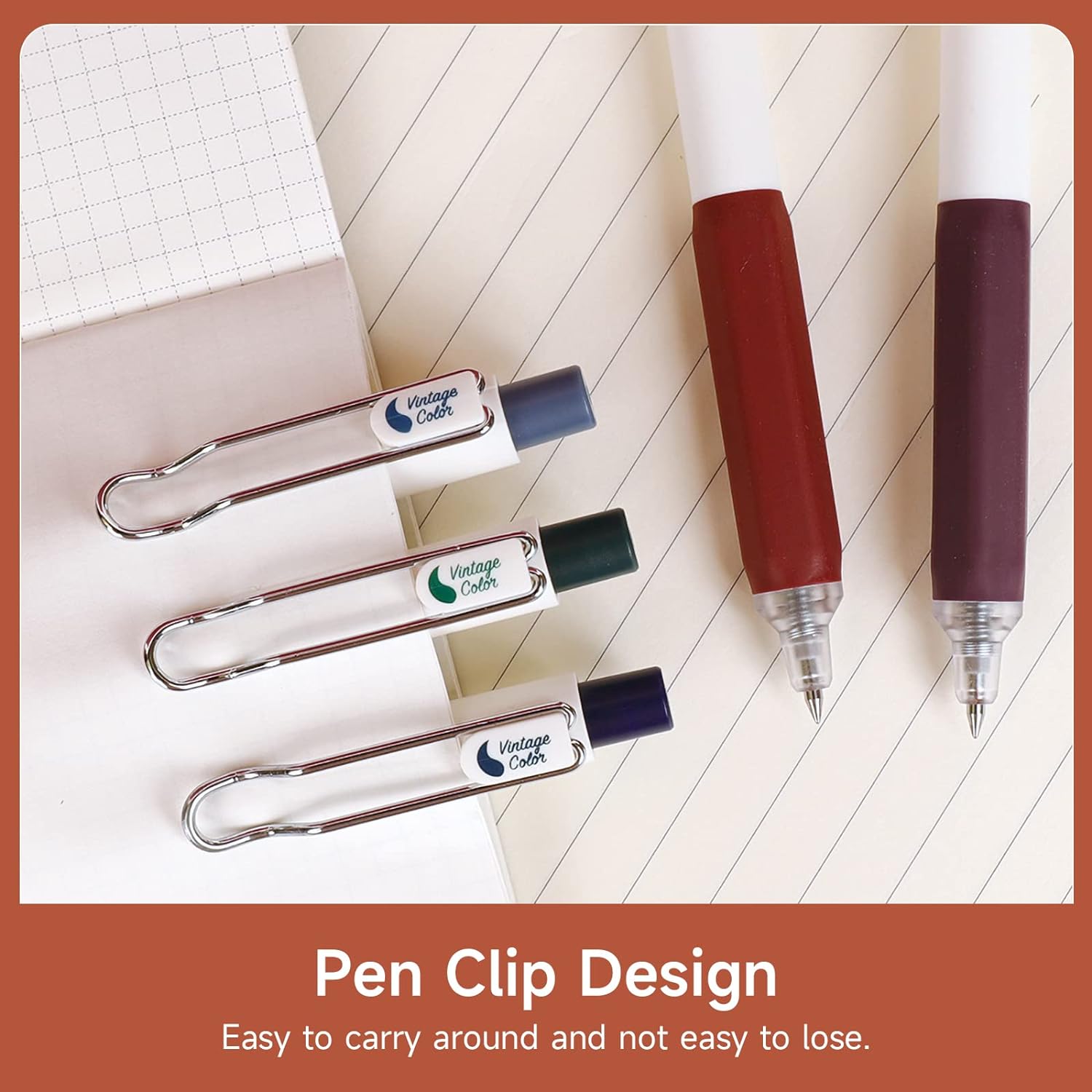 8 Vintage Color Gel Pens,0.5mm Fine Point for Note Taking Journaling