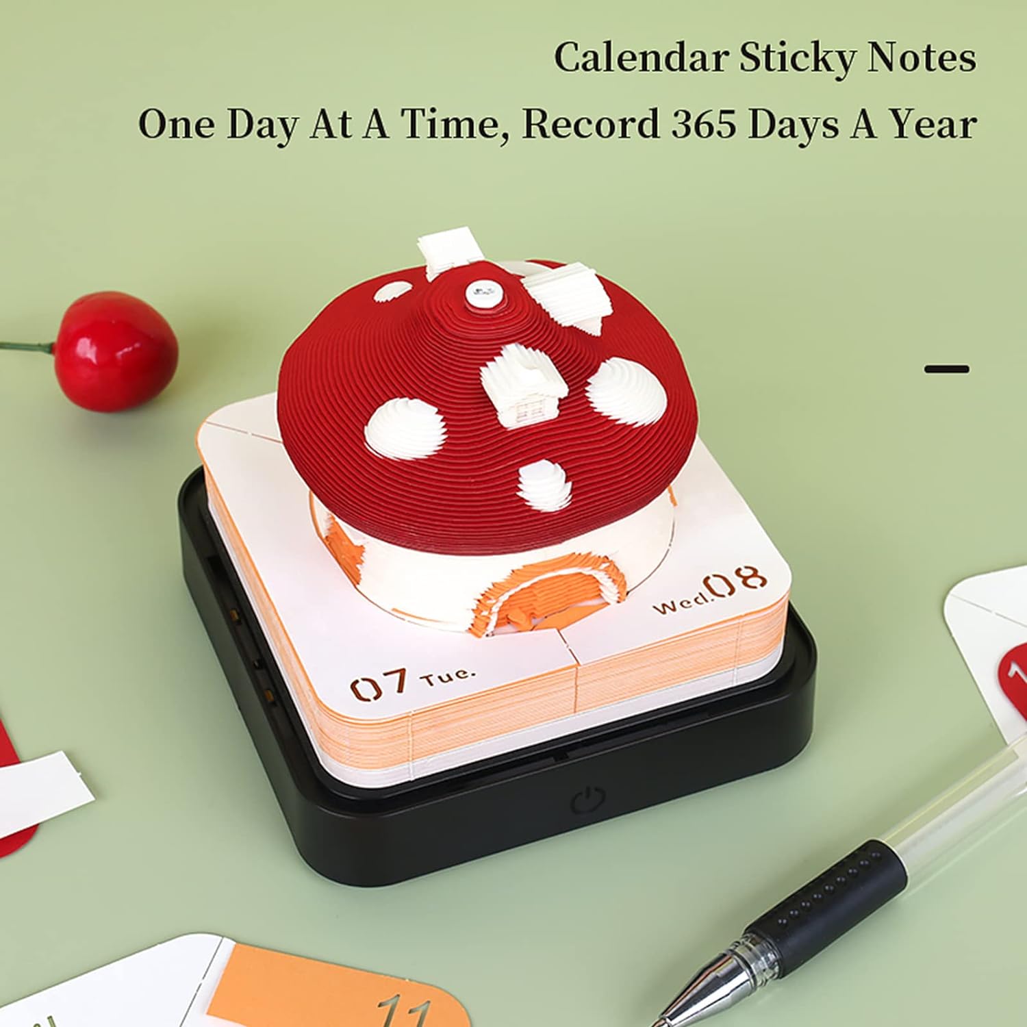 2024 Time Piece Mushroom Calendar Memo Pad with LED Lights