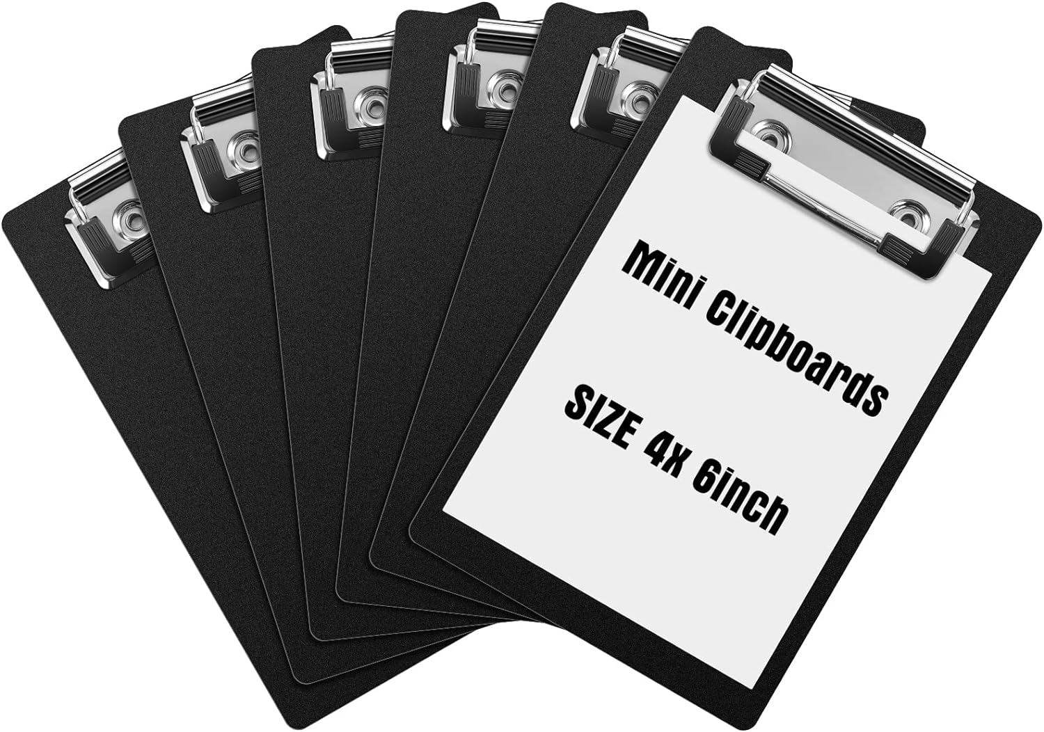 6pcs Mini Clipboards 4x6 Inch for Small Notepad Receipt Ticket Black