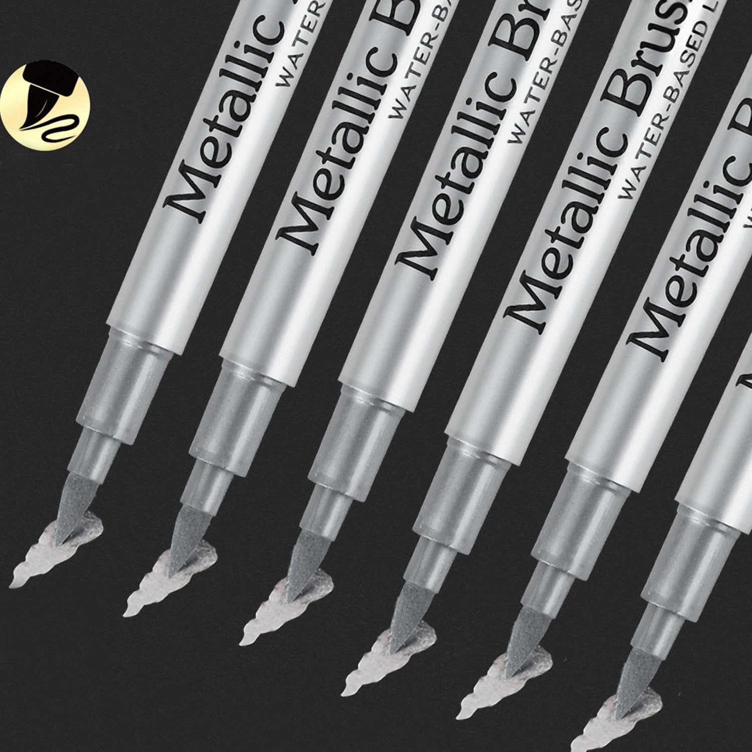 12pcs Metallic Brush Craftwork Marker Pens Silver