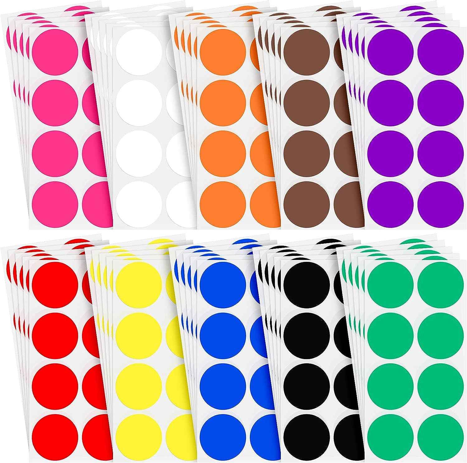 Color Coded Sticker Labels 2 Inch Round Color Coding Stickers Circle Dot Labels Self-Adhesive