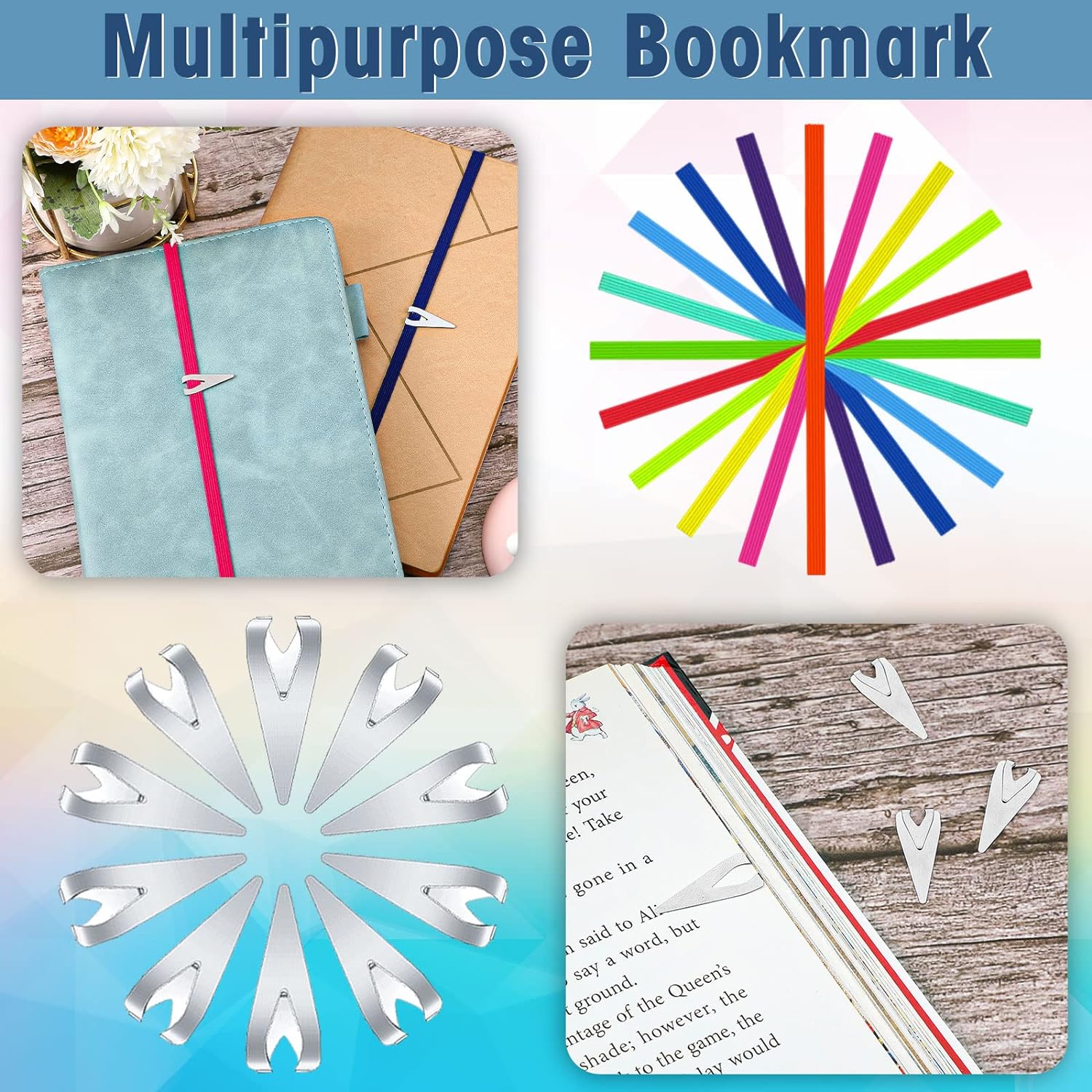 20Pcs Elastic Bookmarks Stainless Steel Book Darts for Book Lovers