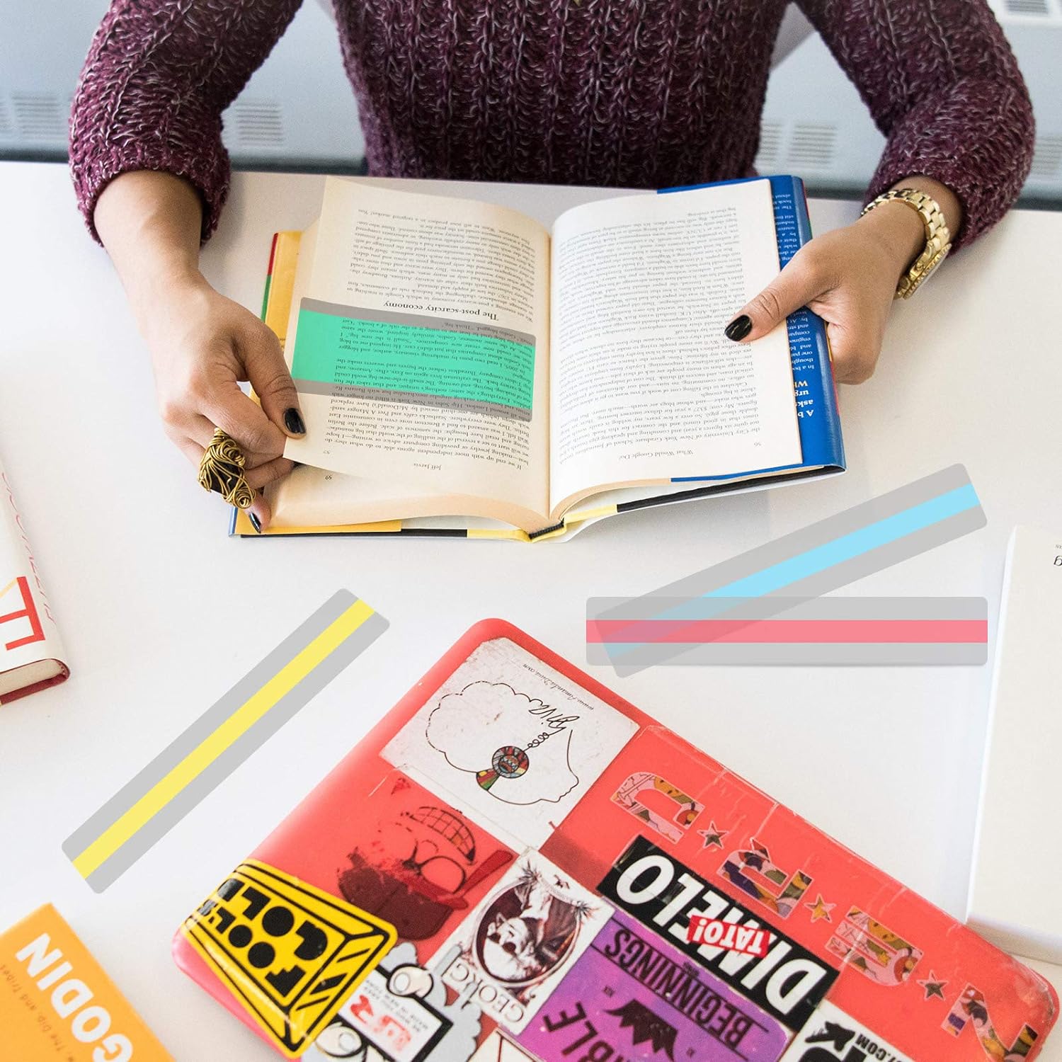 48 Pieces Guided Reading Strips Highlight Bookmarks Help with Dyslexia