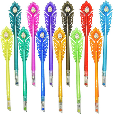 12 Colors Peacock Feather Gel Pens