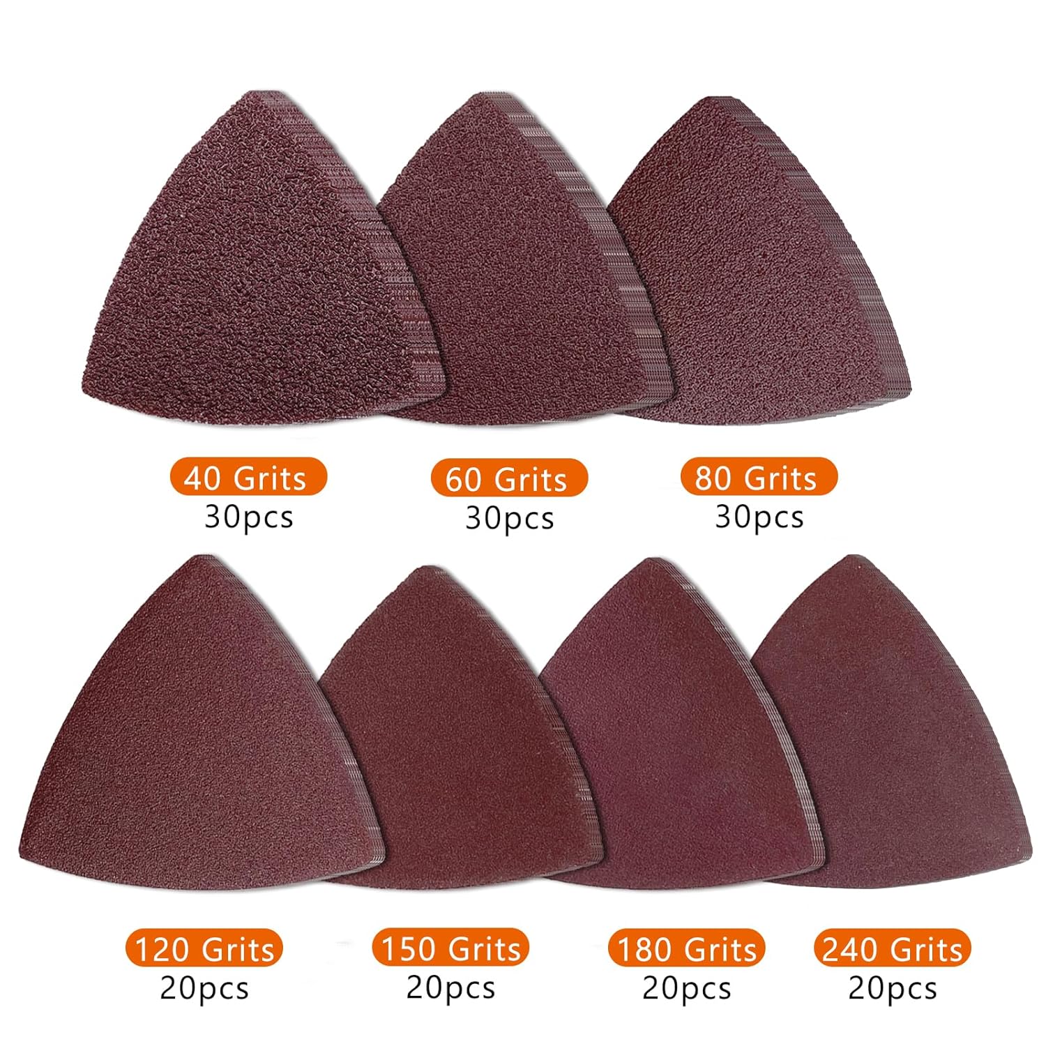 170PCS Hook and Loop Triangle Sandpaper for 3-1/8 Inch