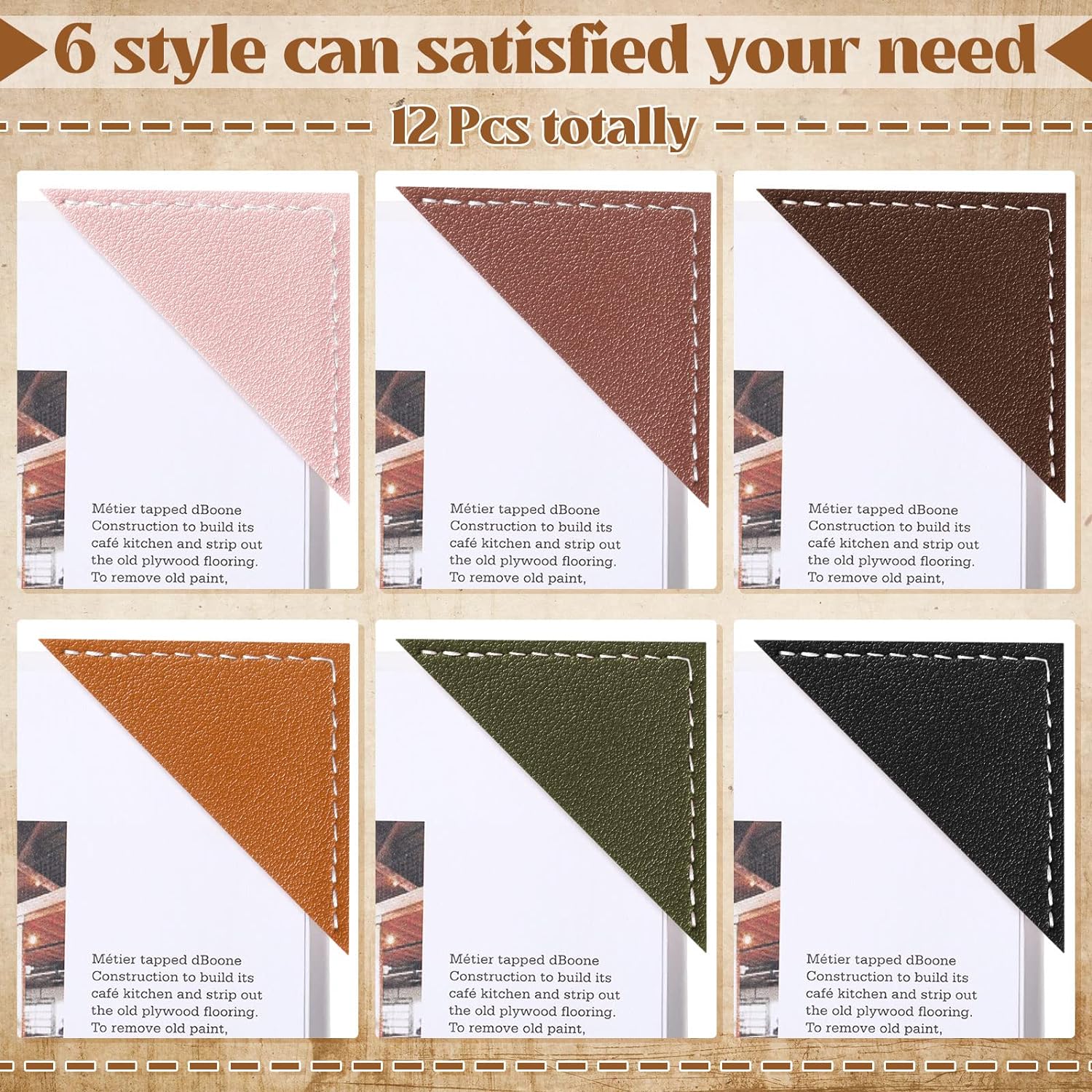 12Pcs Leather Corner Bookmarks for Women Book Lovers Gift Bible
