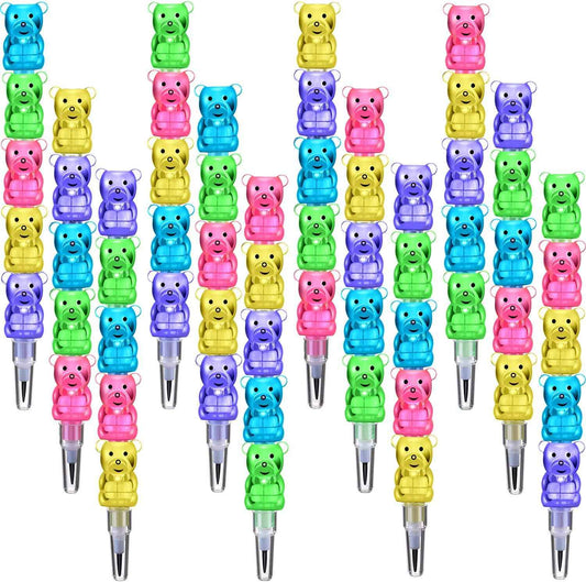 40Pcs 5in1 Stackable Pencils Plastic Colored Bear - TTpen