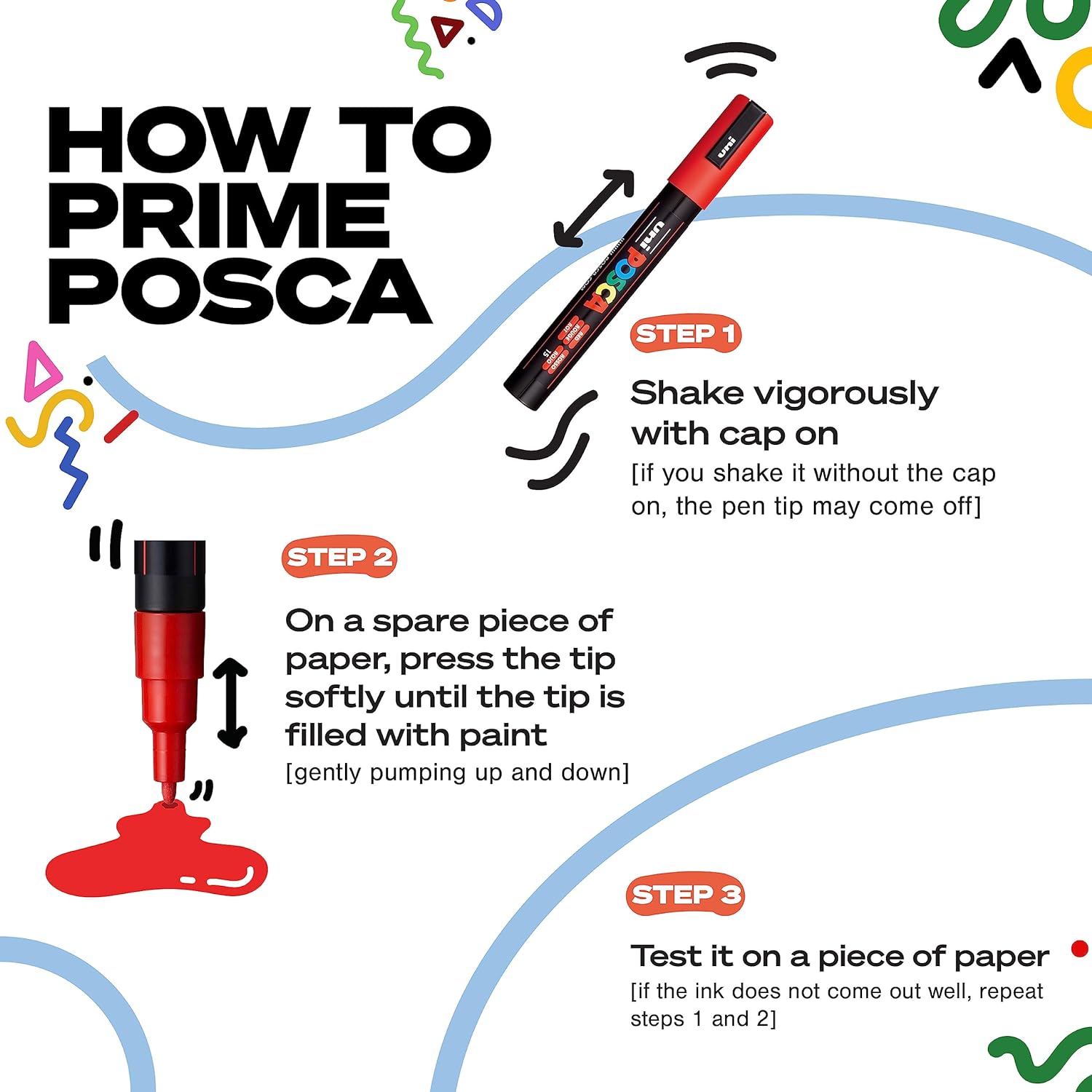 UNI POSCA PC-3M POP Paint Markers with Reversible Tips 8 Color