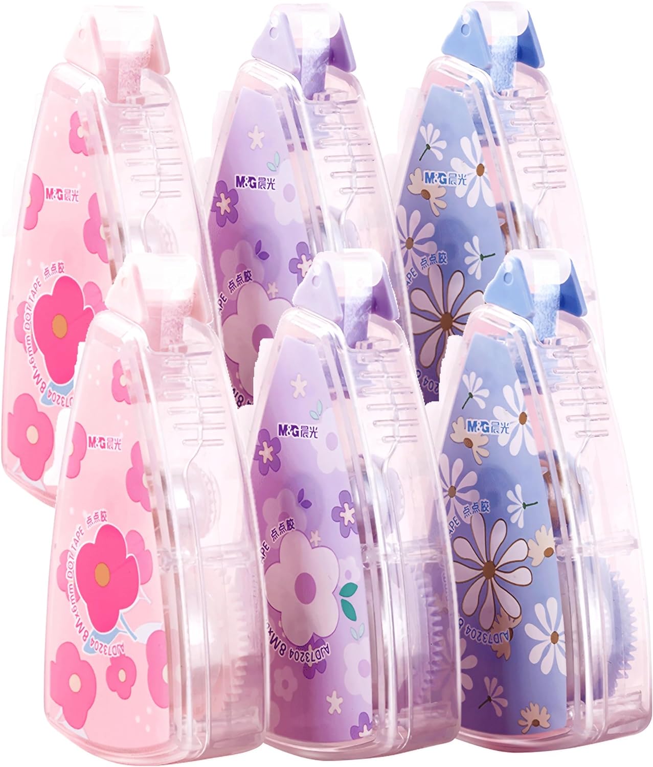 M&G Double Sided Glue Transparent Tape Roller,48M/157FT,6 Pack