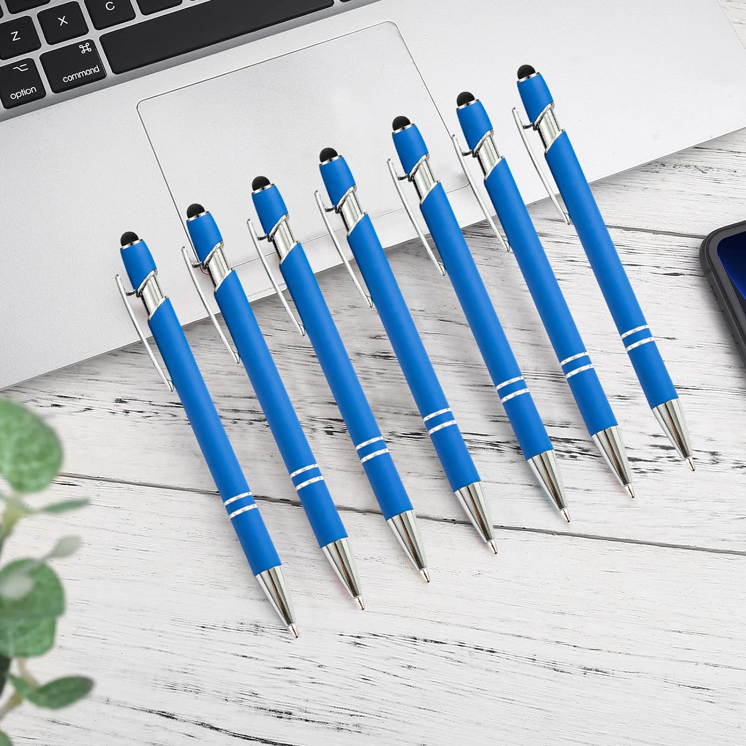 12 Pack Rainbow Rubberized Soft Touch Ballpoint Pen with Stylus Tip